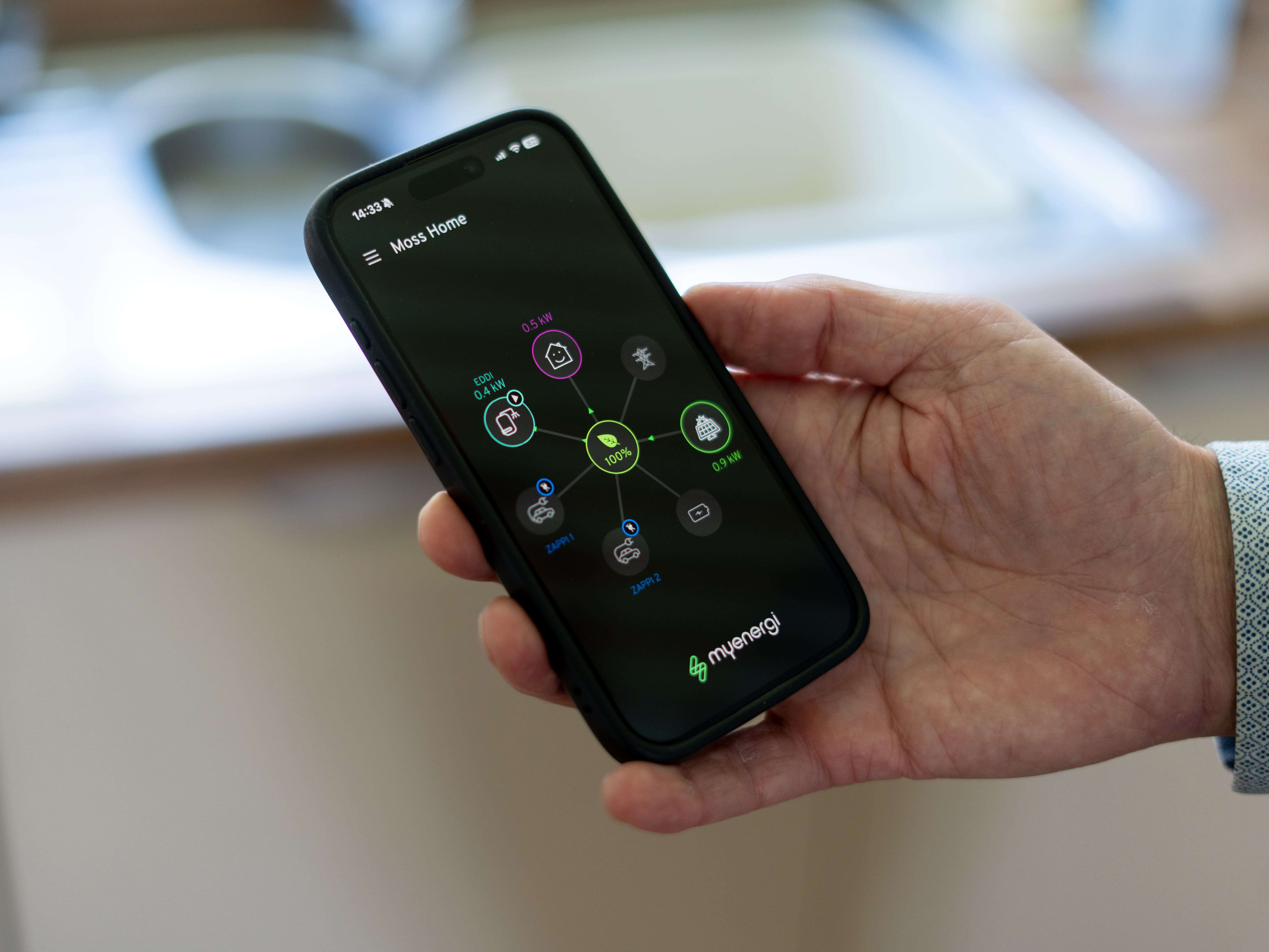 a smartphone showing the interface of myenergy app on the screen