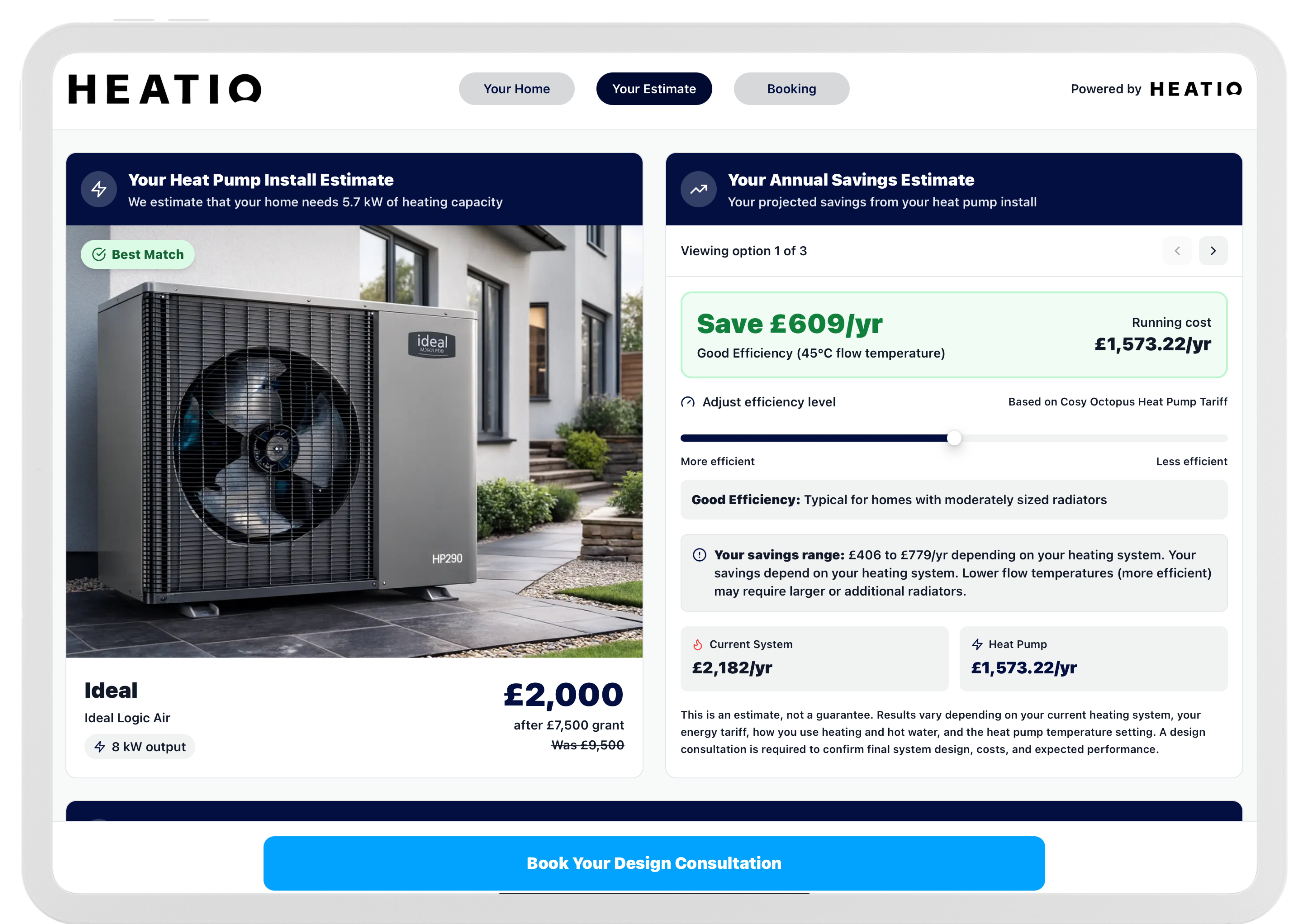 Screenshot of the Heatio home modelling feature